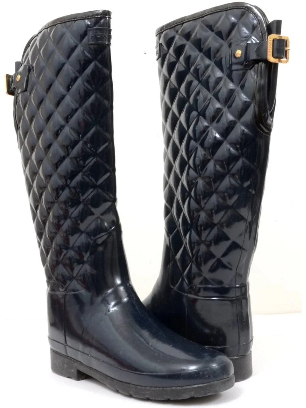 Hunter Women's US 8 Refined Adjustable Quilted Slim Fit Tall Rain Boots Rubber